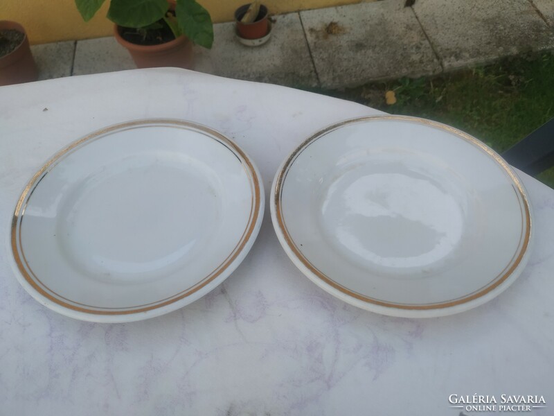Zsolnay porcelain gold striped small plate 2 pieces for sale!