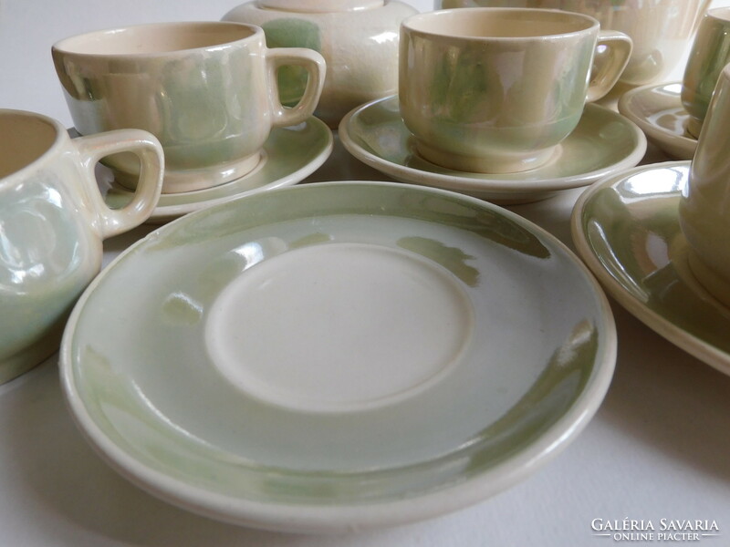 Mid century fs mother-of-pearl luster faience coffee set
