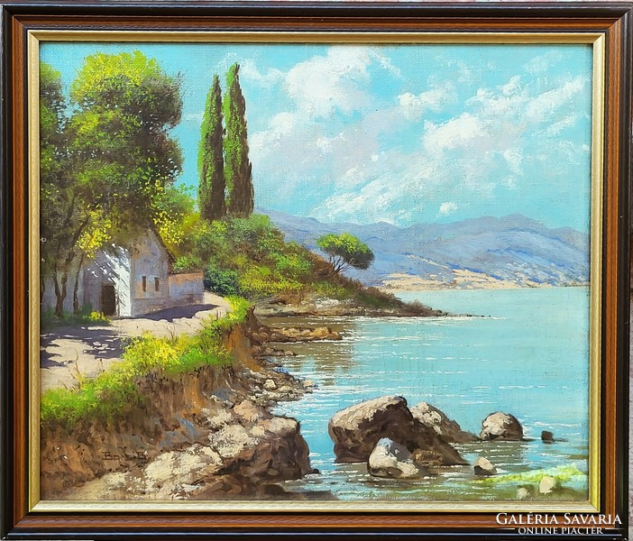 Béla Barsi (1872-1913) coastal landscape c. Your painting with an original guarantee!