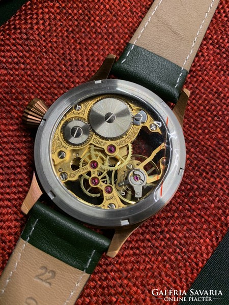 New Swiss eta/unitas 6498 skeleton watch in bronze case