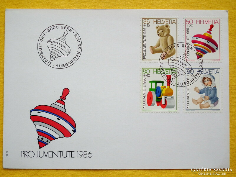 1986. Svájc FDC - Pro Juventute - Játékok bélyegsorral