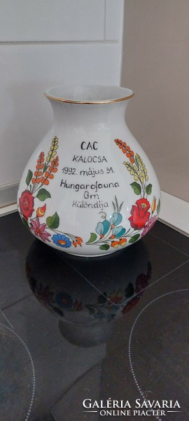 Porcelain Kalocsa folk motif vase