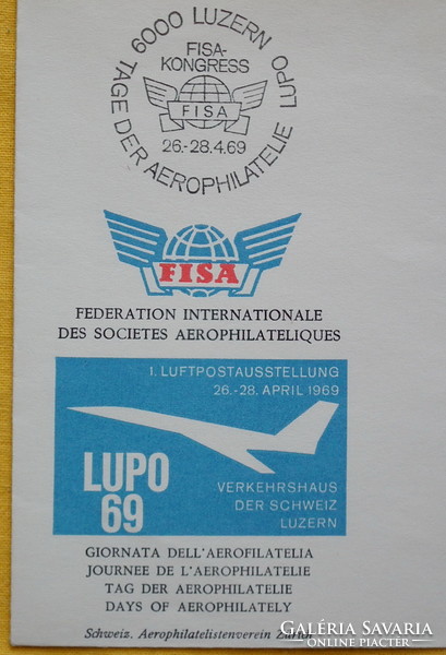 1969. Svájc FDC - 50 éves a légiposta