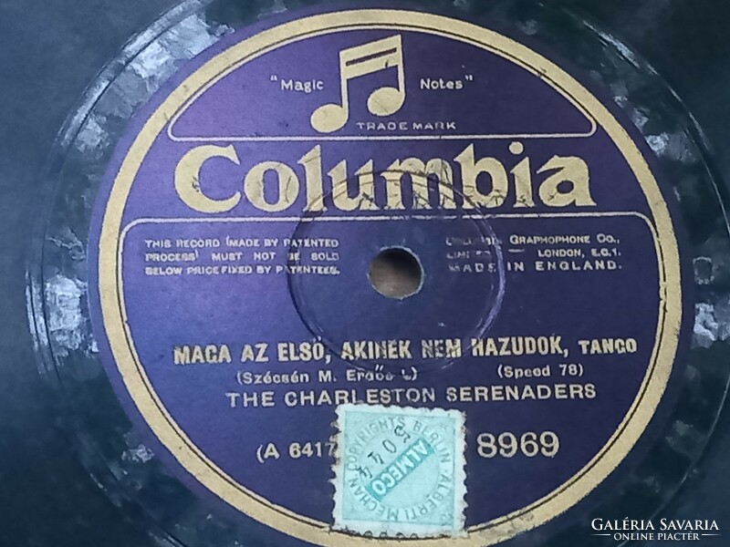 Columbia art deco bakelit lemez, Tango 1930-'as évekből, gyűjtői darab!