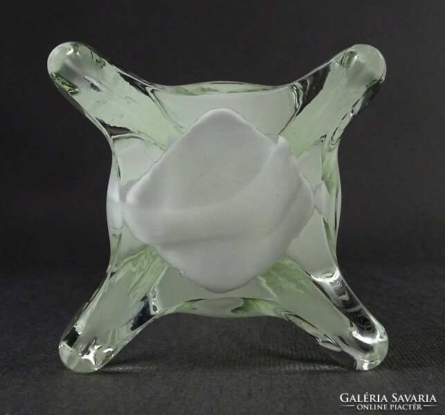 1O979 Nagyméretű mid century fehér üveg váza szálváza 40 cm