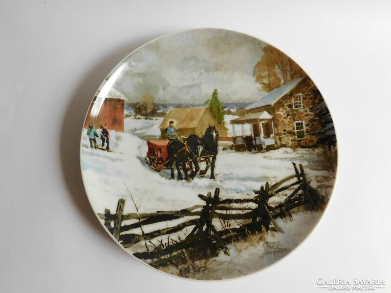 Schumann arzberg decorative plate with a picture of winter village life 24.5 Cm