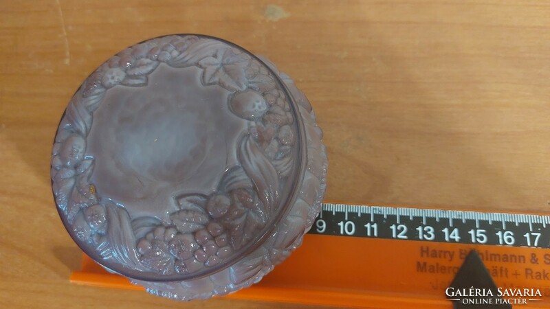 (K) Cseh üveg bonbonier  cca 9 cm