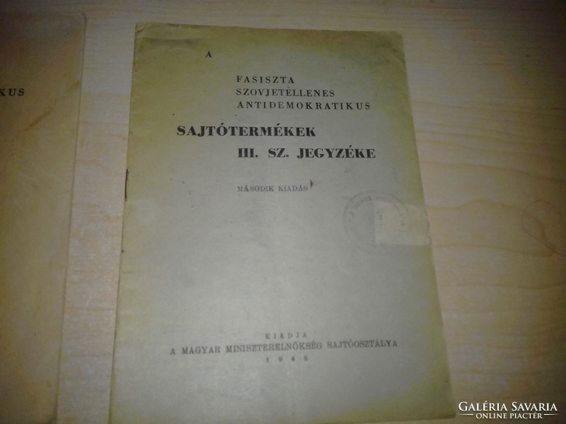 A fasiszta szovjetellenes antidemokratikus sajtótermékek jegyzéke, 1945, 1946