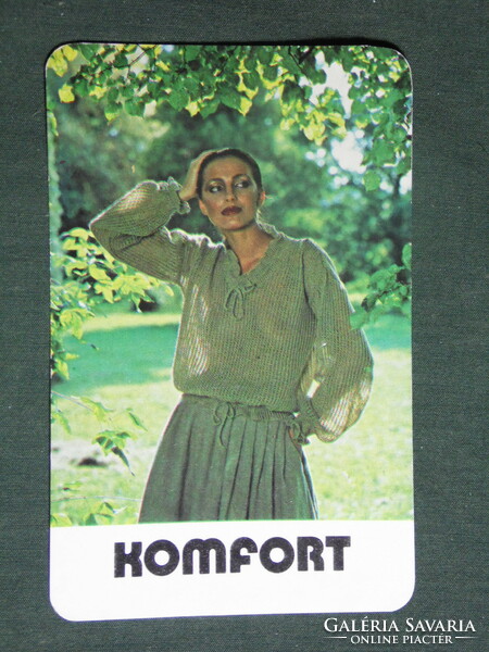 Kártyanaptár,Komfort,Módi ruházat divat,erotikus női modell,1981