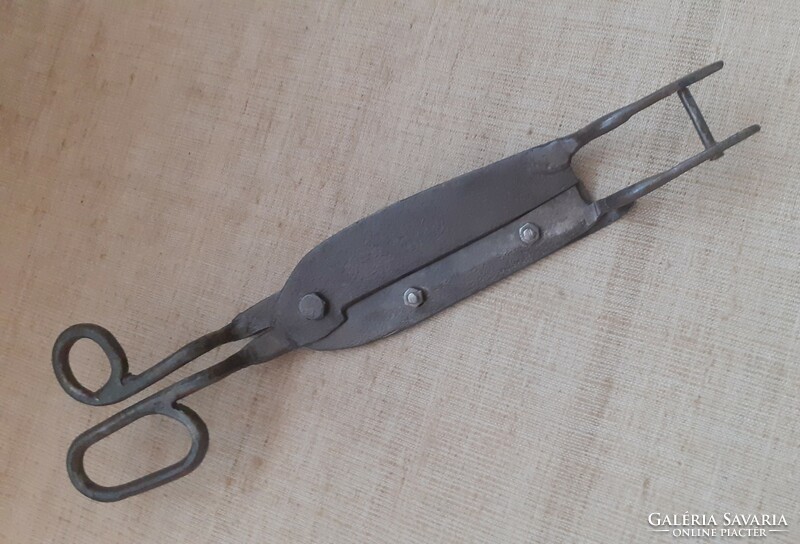 Antique rare large unique hand forged iron primitive carpet cutting scissors