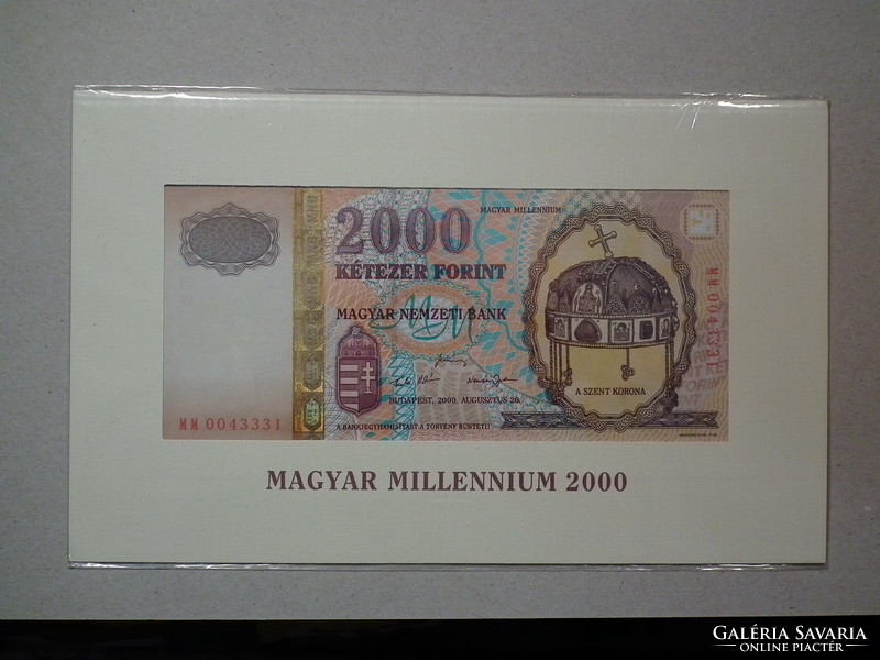 In its Millennium 2,000 HUF decorative packaging - August 20, 2000.