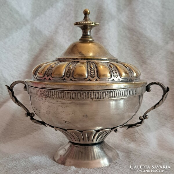 Antique silver-plated sugar bowl, bonbonier box (m4162)