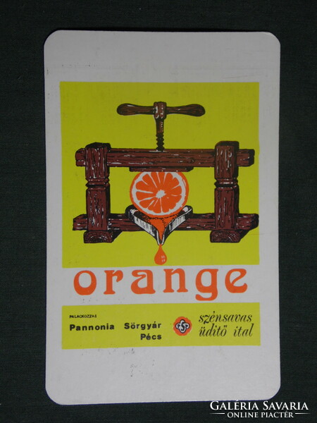 Kártyanaptár, Pannonia sörgyár, Orange üdítő ital, 1979