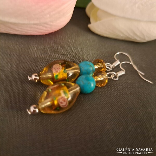 Murano glass and turquoise earrings 5 cm