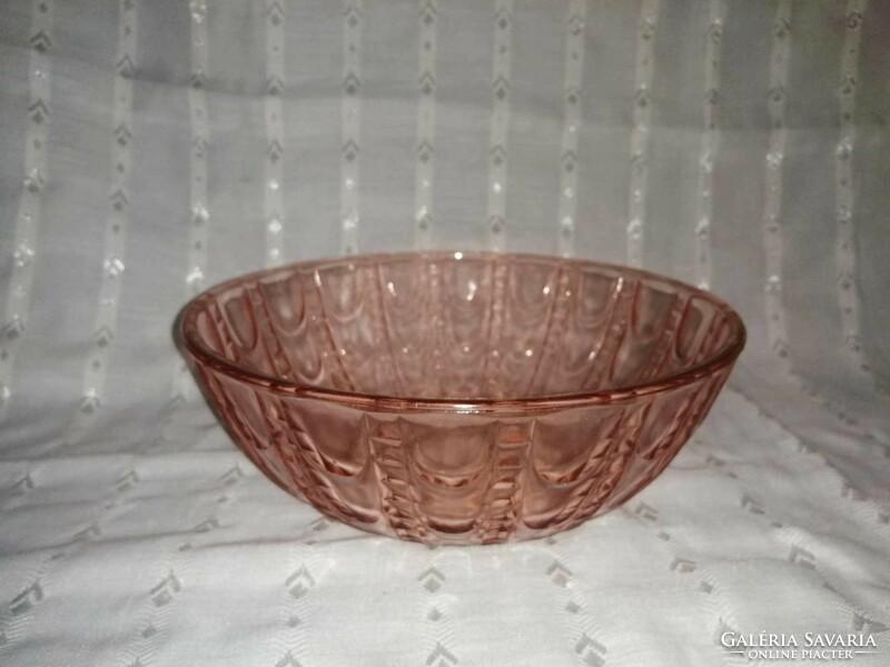 Coral glass serving bowl, table centerpiece (a6)