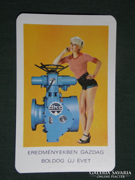 Card calendar, dkg, petroleum machinery factory, Nagykanizsa, erotic female model, 1979