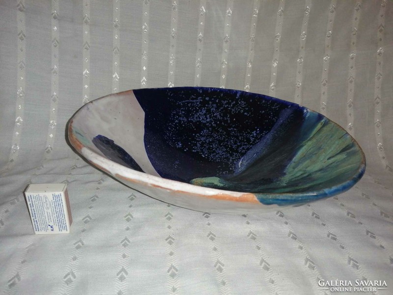 Iparművész kerámia kínáló tál, asztalközép, 32 cm (A6)