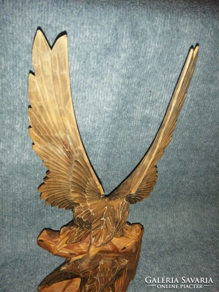 Carved wooden eagle bird 41 cm high (a6)