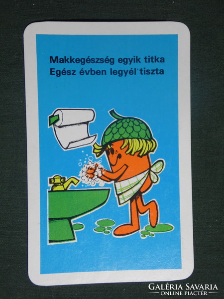 Card calendar, piért hand towel, graphic artist, makk marci advertising figure, 1980