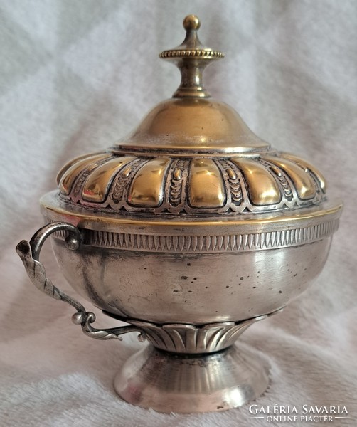 Antique silver-plated sugar bowl, bonbonier box (m4162)