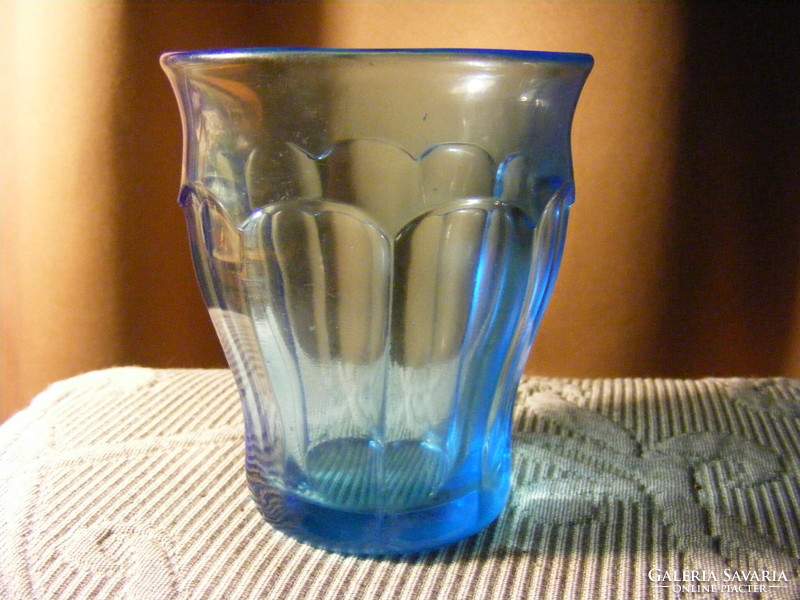Régi nagyméretű kék üveg kávés pohár