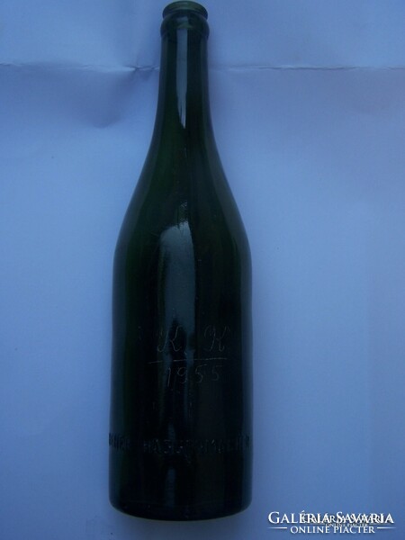 Drecher_haggenmacher beer bottle scratched k.K. 1955 with monogram m. 27 cm