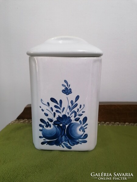 Ceramic spice holder, blue folk motif