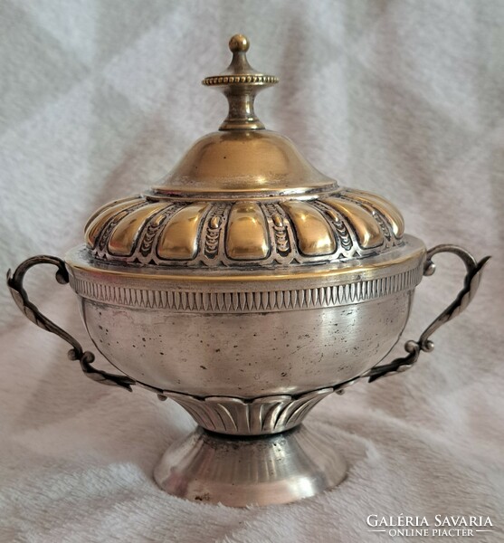 Antique silver-plated sugar bowl, bonbonier box (m4162)