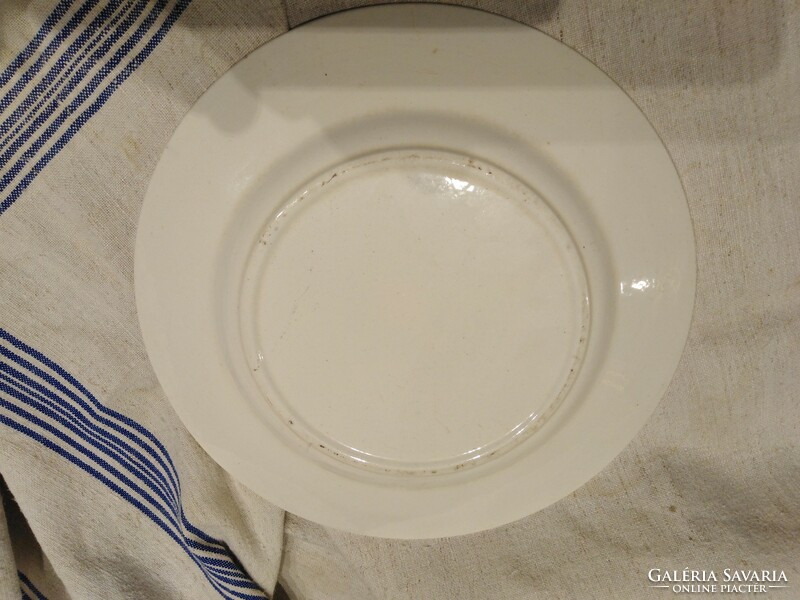 Folk ceramic plate / white - blue.