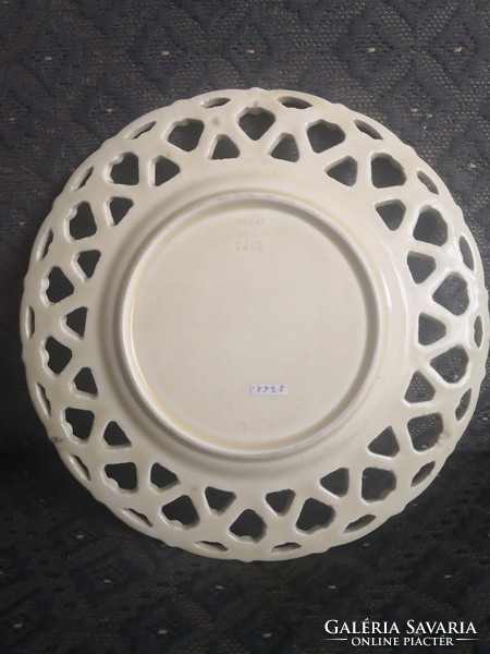 Antique zsolnay faience decorative plate with openwork edge - early period