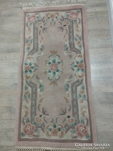 Chinese Aubusson pink hand-knotted carpet