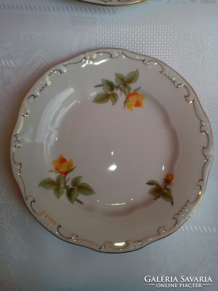 Zsolnay baroque feathered cake plate yellow rose