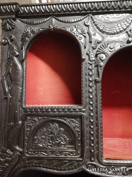 Antique Breton cabinet, salon-style carved corner cabinet