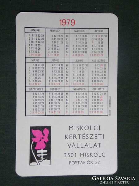 Card calendar, miskolc horticultural company, graphic designer, 1979