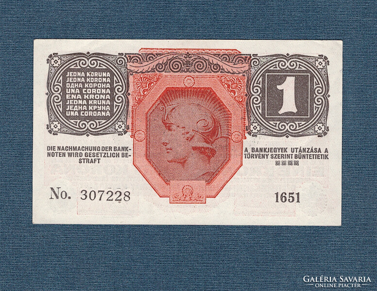 1 Korona 1916 Deutschösterreich bélyegzés aUNC -UNC