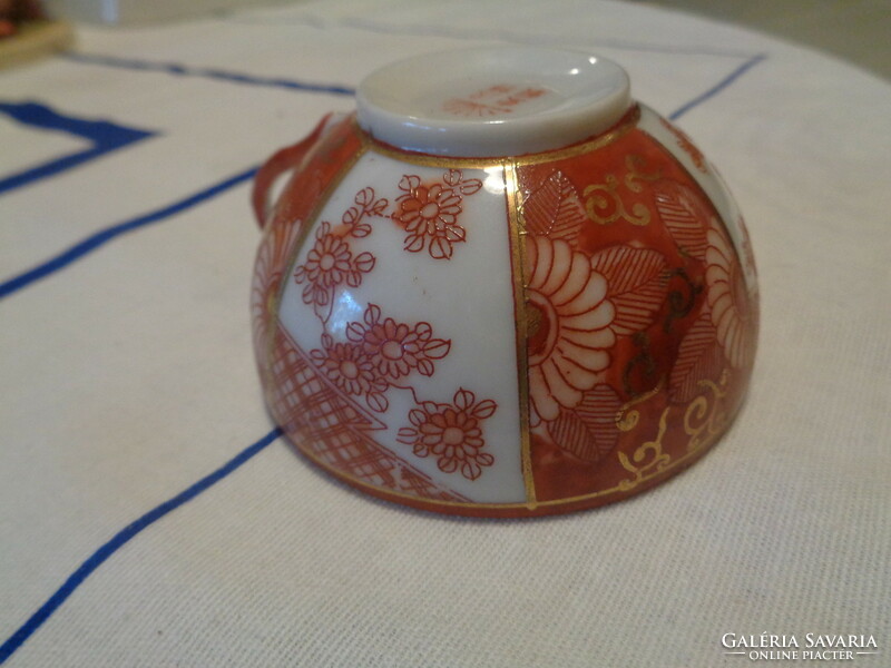 Japanese hand-painted, eggshell porcelain cup 7.5 cm + tongs