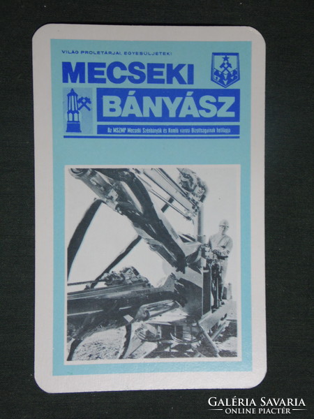 Kártyanaptár, Mecseki ércbányász vállalat, újság, Pécs , 1980