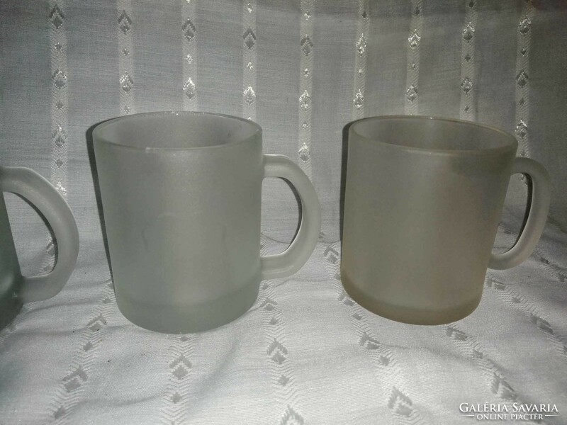 Pair of opal glass mugs with 4-leaf clover pattern + 1 gift - height 9.8 cm