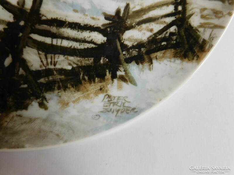 Schumann arzberg decorative plate with a picture of winter village life 24.5 Cm