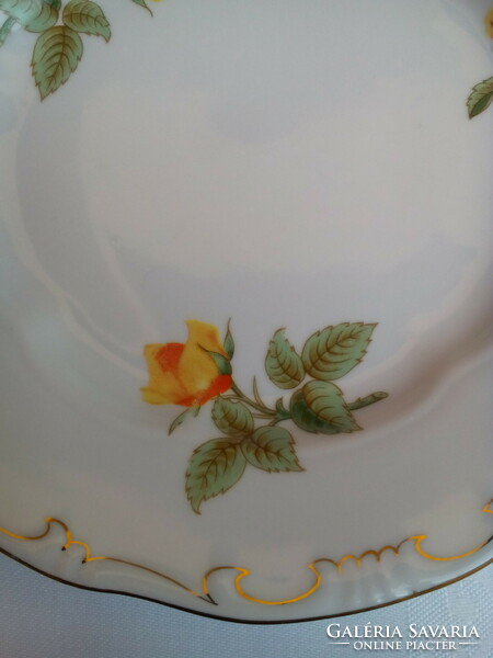 Zsolnay baroque feathered cake plate yellow rose