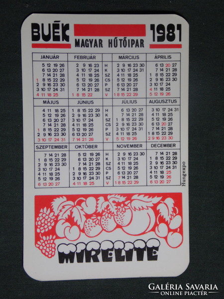 Card calendar, mirelite frozen food, graphic artist, advertising doll, figure, 1981