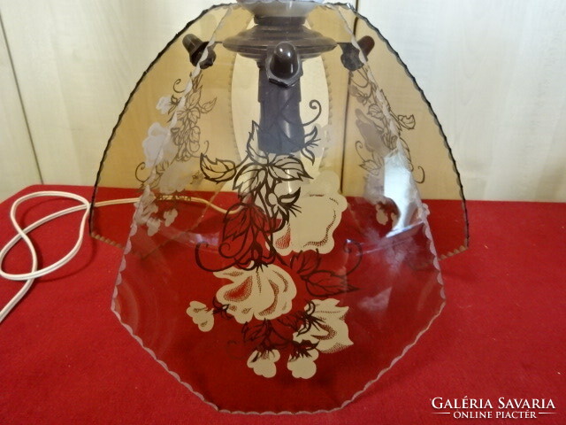 Egy ágú üvegcsillár a 70-es évekből, porcelán szár+üvegbúra, teljes magassága 46 cm. Jókai.