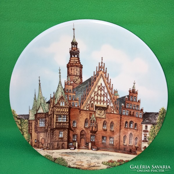 Villeroy & Boch  " Rathaus in Breslau " ,nagyméretű, porcelán, fali tányér, falidísz.