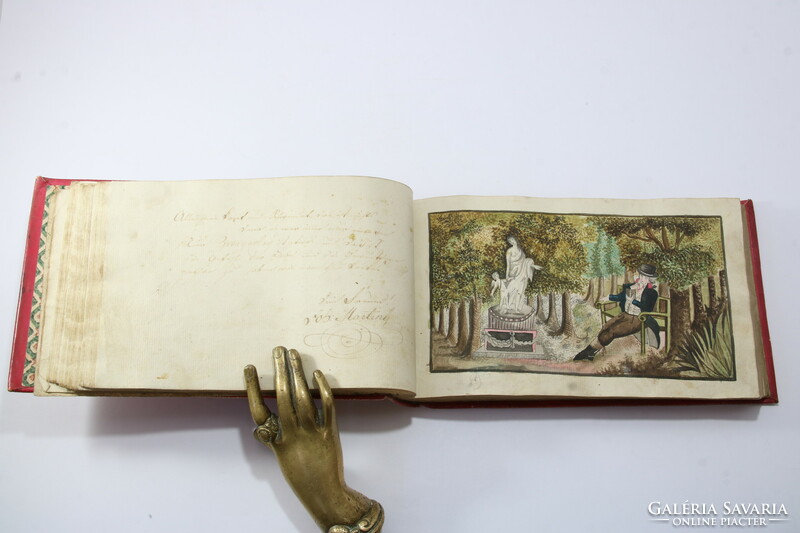 1793 - Album Amicorum az 1848-as események ismertetésével dúsan aranyozott szattyánbőr kötésben !!