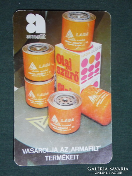 Card calendar, Armafilt industrial cooperative, Budapest, Lada oil filter, 1980