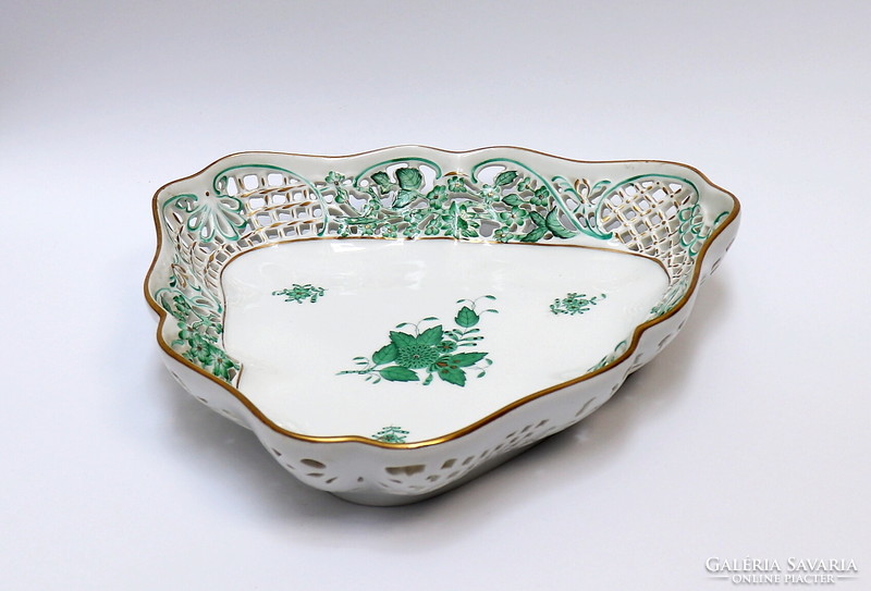 Herend serving bowl, Appony pattern, with pierced edge
