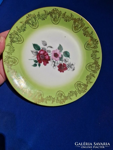 M z Czech green-edged gold patterned floral plate