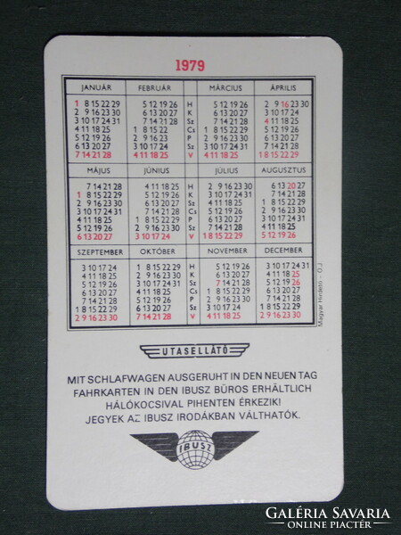 Card calendar, card calendar, máv railway, passenger buffet car, bistro, restaurant, 1979