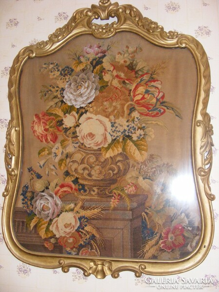 Embroidered antique wall picture