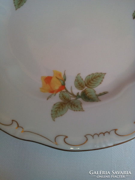 Zsolnay baroque feathered cake plate yellow rose